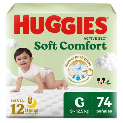 Pa&ntilde;al Huggies Active Sec EconoPack Talla G - Bolsa 74 UN