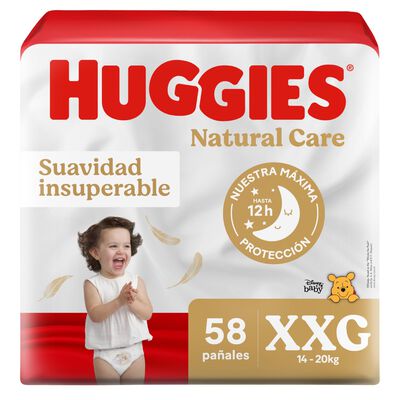 Pa&ntilde;ales Huggies Natural Care Bigpack Talla XXG - Bolsa 58 UN