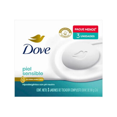 Tripack Dove jab&oacute;n Piel sensible - Caja 3UN