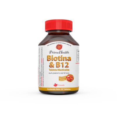 Biotina & B12 Tabletas Masticables - Frasco 60 UN