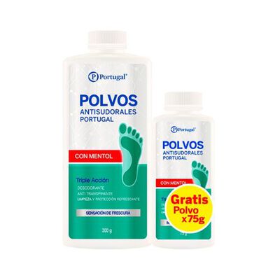 Talco Polvo Antisudoral Mentol 300Gr + 75Gr- Pack 2 UN