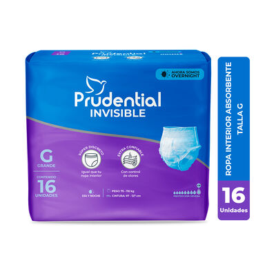Pa&ntilde;al Prudential Invisible Talla G - Bolsa 16 UN