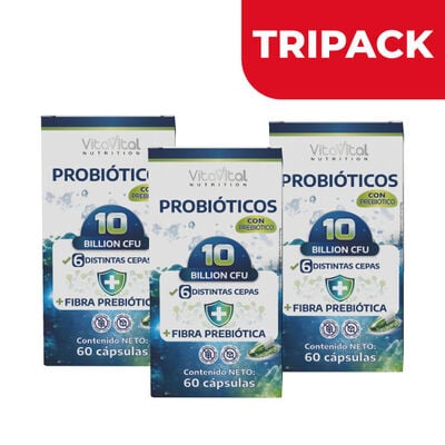 Tripack Vitavital Probi&oacute;ticos con Prebi&oacute;ticos 10 Billion CFU- Frasco 60 c&aacute;psulas