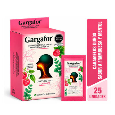 Caramelos Duros sabor a Frambuesa y Mentol - Caja 25 sobres
