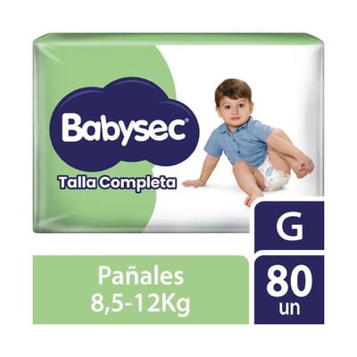 Pa&ntilde;al Babysec Talla Completa talla G - Bolsa 80 UN
