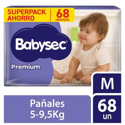 Pa&ntilde;al Babysec Premium Super Mega Talla  M - Bolsa 68 UN