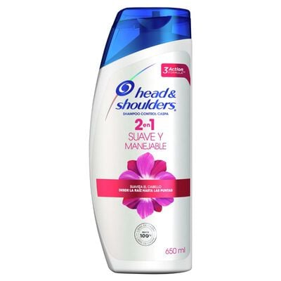 Shampoo Head & Shoulders 2en1 Suave y Manejable - Frasco 650 ML