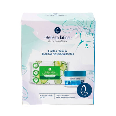 Belleza Latina Pack Toallita h&uacute;meda Pepino + Crema facial col&aacute;geno
