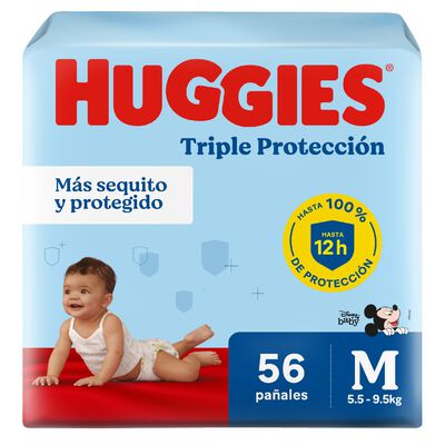 Pa&ntilde;al Huggies Triple Protecci&oacute;n Talla M - Bolsa 56 UN