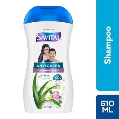 Savital Shampoo Anticaspa T&eacute; Seda L&iacute;quida y S&aacute;bila - Frasco 510 ML