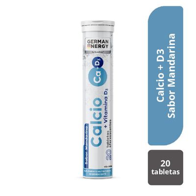 Calcio + Vitamina D3 German Energy Sabor Mandarina - Tubo 20 UN
