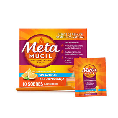 MetaMucil Polvo Sabor Naranja 3.26 g / 5.8g - Caja 10 UN