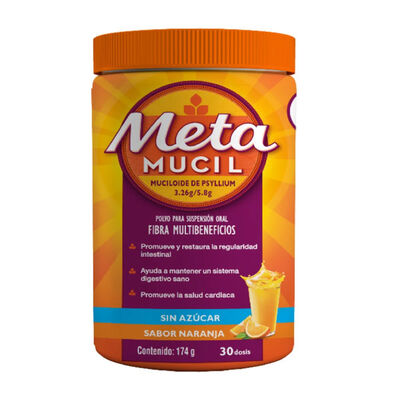 MetaMucil Polvo Sabor Naranja 3.26 g / 5.8g - Pote 174 Gr