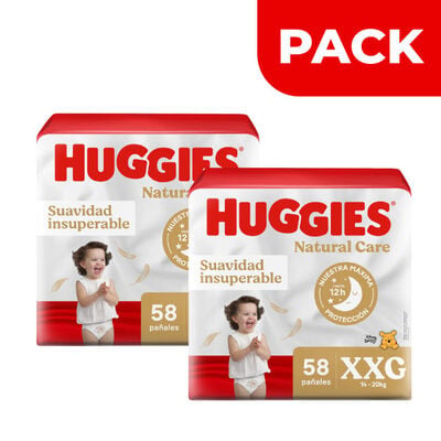 D&uacute;o Pack Pa&ntilde;ales Huggies Natural Care Bigpack Talla XXG - Bolsa 58 UN