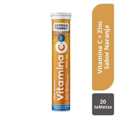 Vitamina C + Zinc German Energy Sabor Naranja - Tubo 20 UN