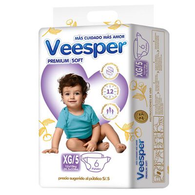 Pa&ntilde;al Paquetito Veesper Premium Sotf Talla XG - Bolsa 6 UN