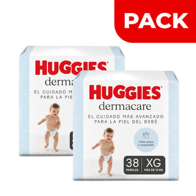 D&uacute;o Pack Pa&ntilde;ales Huggies Dermacare Talla XG - Bolsa 38 UN
