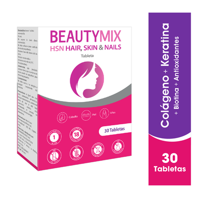 Beautymix HSN, HAIR, SKIN & NAILS - Caja 30 Tabletas