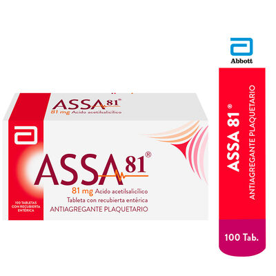 Assa 81 mg Tabletas con Recubierta Ent&eacute;rica - Caja 100 UN