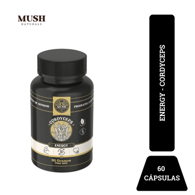 Mush Energy Cordcyeps C&aacute;psulas - Frasco 60 UN