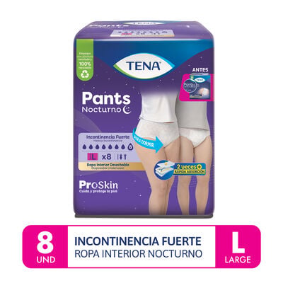 Tena Pants Nocturna Ropa Interior Talla L - Bolsa 8 UN
