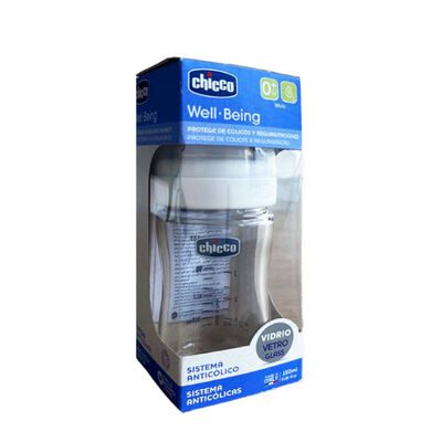 Biber&oacute;n De Vidrio Con Tetina Silicona Chicco - Frasco 150 ML