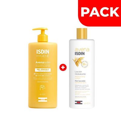Gel de Ba&ntilde;o Protector Isdin Avena Piel Sensible 750 ML & Loci&oacute;n Hidratante Avena 400 ML - Pack 2 UN
