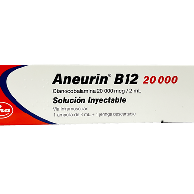 Soluci&oacute;n Inyectable Aneurin B12 20000, 20,000 mcg/2mL - Caja 1 UN