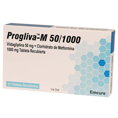 Progliva-M 50mg + 1000mg Tabletas - Caja 30 UN