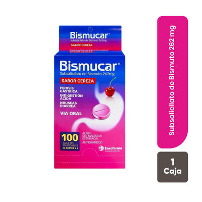 Bismucar 262mg Tableta Masticable - Caja 100 UN