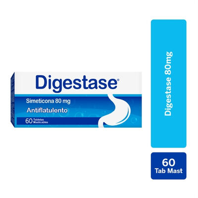 Digestase 80mg Tableta Masticable - Caja 60 UN