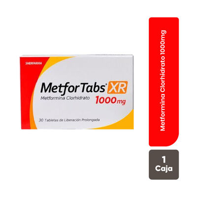 MetforTabs Xr 1000 Mg Tabletas - Caja 30 UN