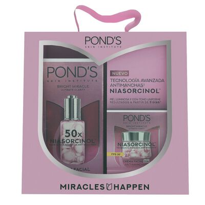 Pond&rsquo;s Bright Miracle Antimanchas S&eacute;rum 30 ML + Crema Facial de D&iacute;a 50 Gr - Pack 2 UN