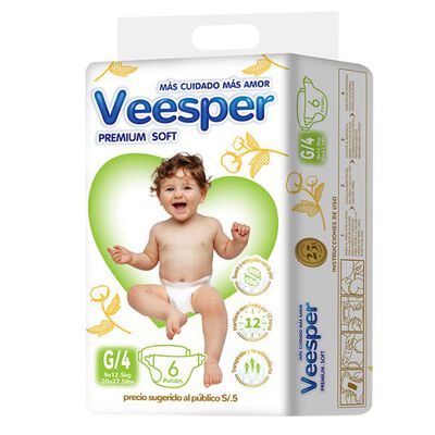 Pa&ntilde;al Paquetito Veesper Premium Sotf Talla G - Bolsa 6 UN
