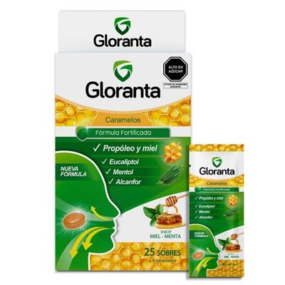 Gloranta Caramelo Sabor Propoleo Miel - Sobre 1 UN