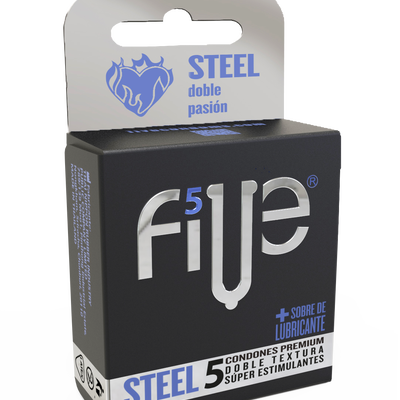 Preservativo Five Steel Doble Textura - Caja 5UN