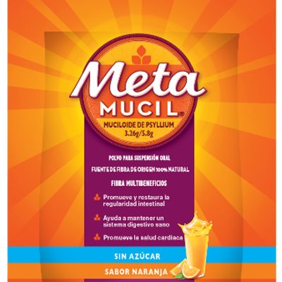 MetaMucil Polvo Sabor Naranja 3.26 g / 5.8g - Sobre 1 UN