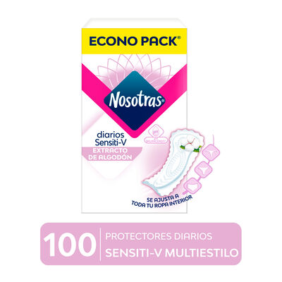 Nosotras Diarios Multiestilo Sensiti-V - Caja 100 UN