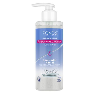 Limpiador Facial Pond's Hydra Active &Aacute;cido Hialur&oacute;nico + Vitamina B3 - Frasco 200 ML
