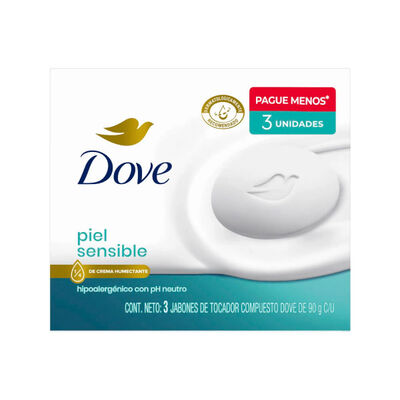 Tripack Dove jab&oacute;n Piel sensible - Caja 3UN