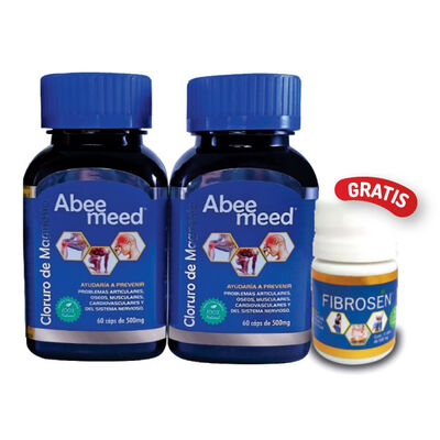 Cloruro de Magnesio Abee Meed Frasco 60 C&aacute;psulas + Fibrosen - Pack 2 UN