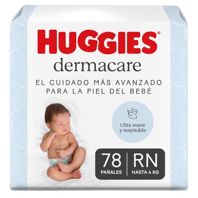 Pa&ntilde;ales Huggies Dermacare Talla RN - Bolsa 78 UN