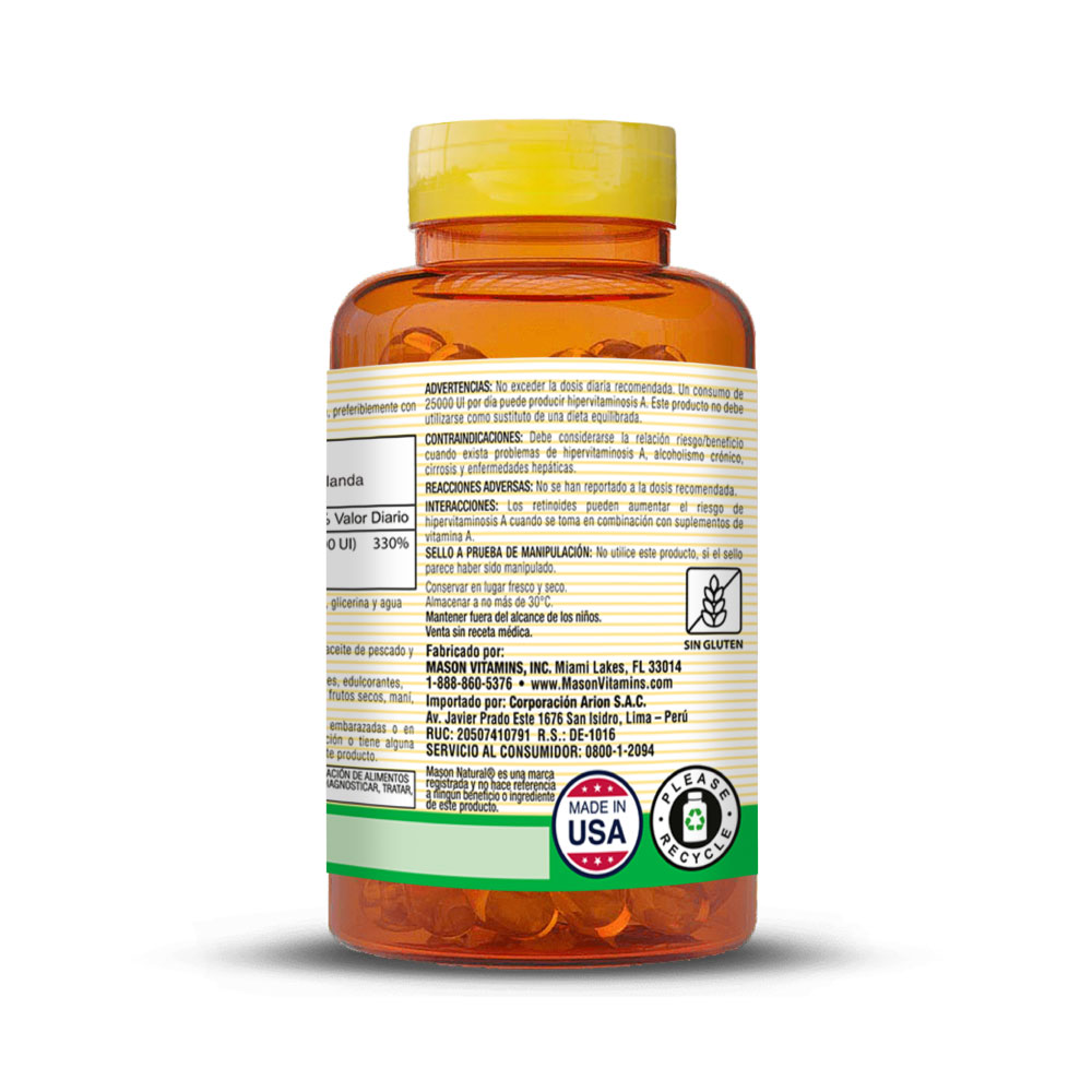 Vitamina A-10000 I.U C&aacute;psulas - Frasco 100 UN, , large image number null