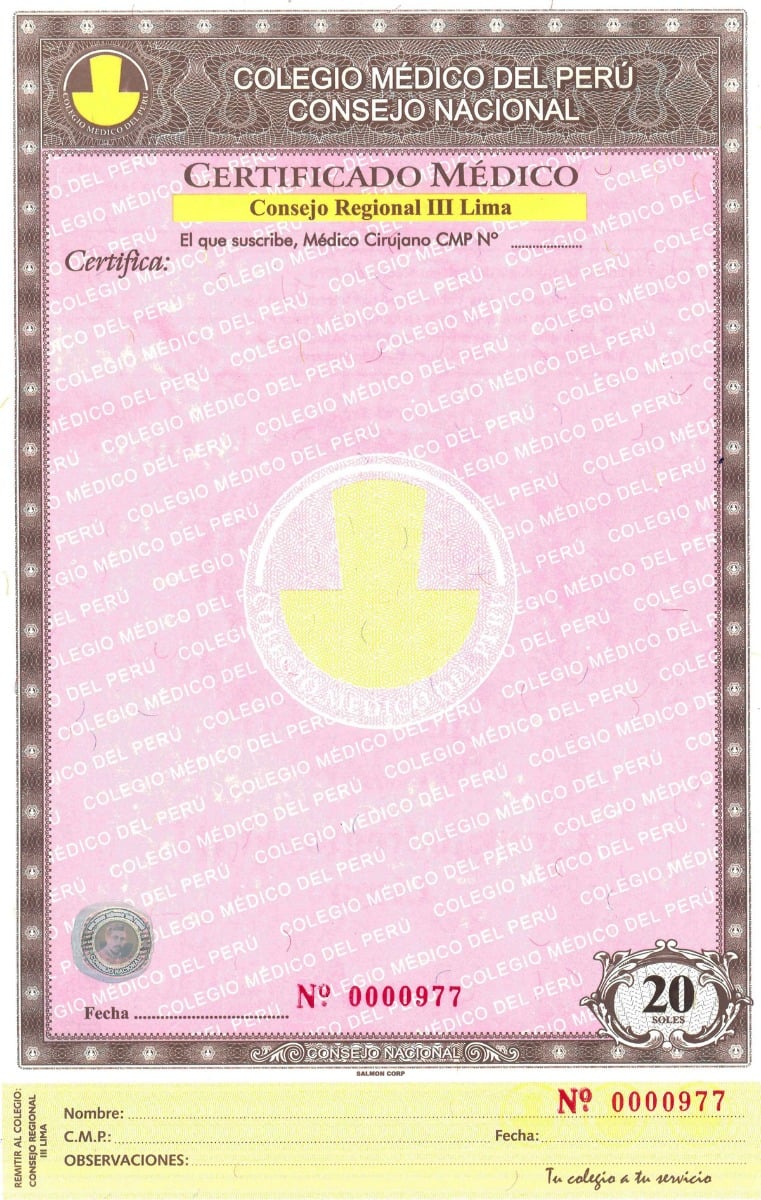 Certificado M&eacute;dico  - 1 UN, , large image number null