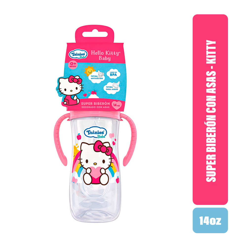 S&uacute;per Biber&oacute;n decorado con asas 14 Oz Hello Kitty -  1 Unidad, , large image number null