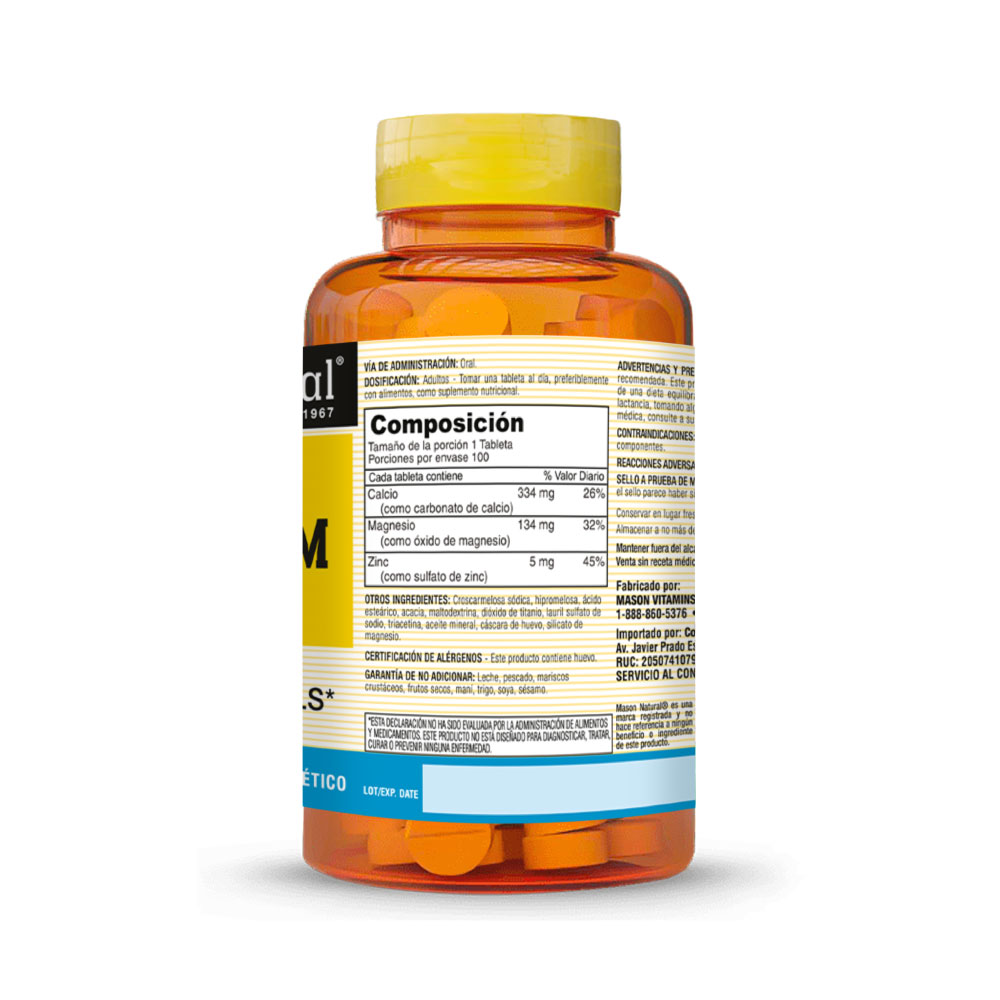 Calcio Magnesio Zinc - Frasco 100 UN, , large image number null