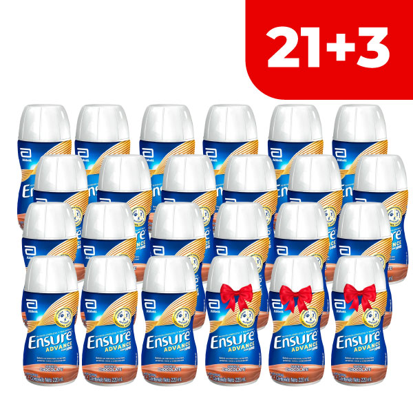 Pack 24 Ensure Advance L&iacute;quido Chocolate - Frasco 220 ML, , large image number null