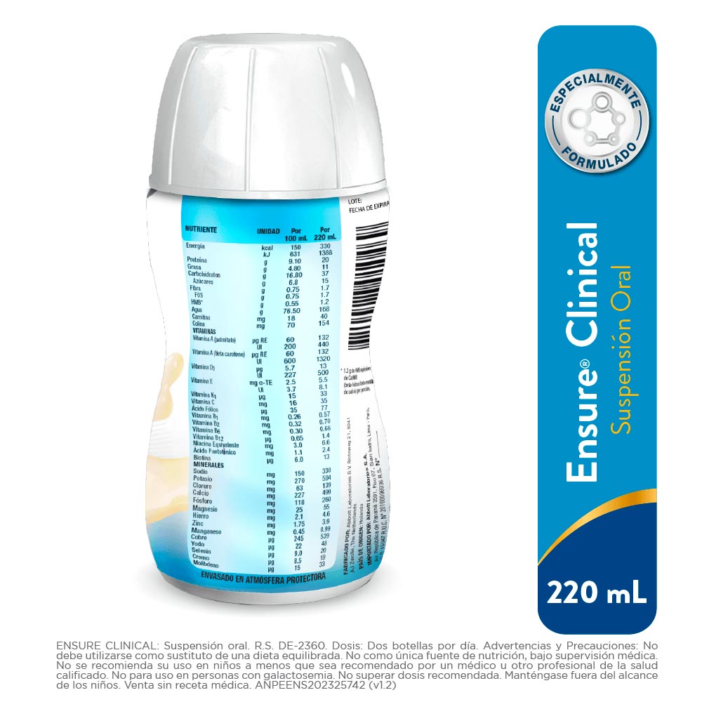 Ensure Clinical Sabor Vainilla - Frasco 220 ML, , large image number null