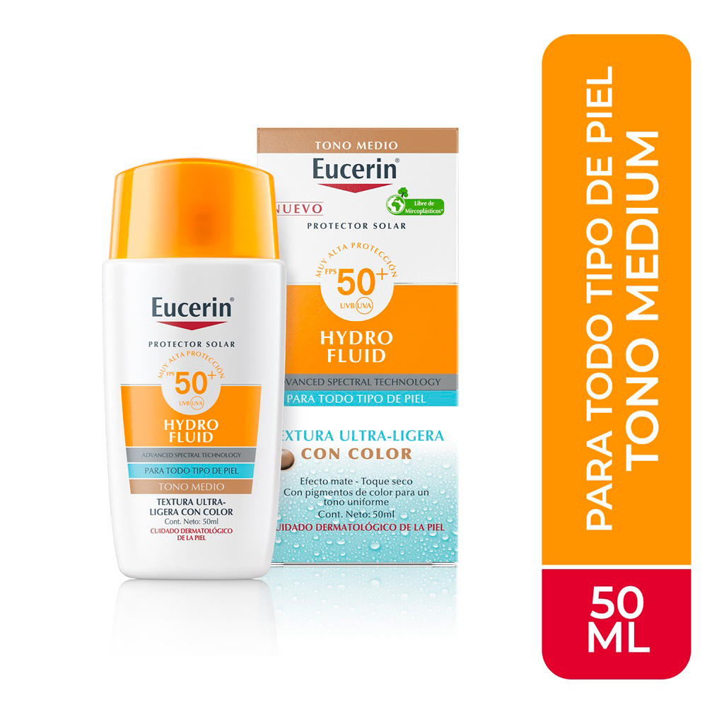 Eucerin Sun Hydro-Fluid Tono Medium FPS 50+ - Frasco 50 ML, , large image number null