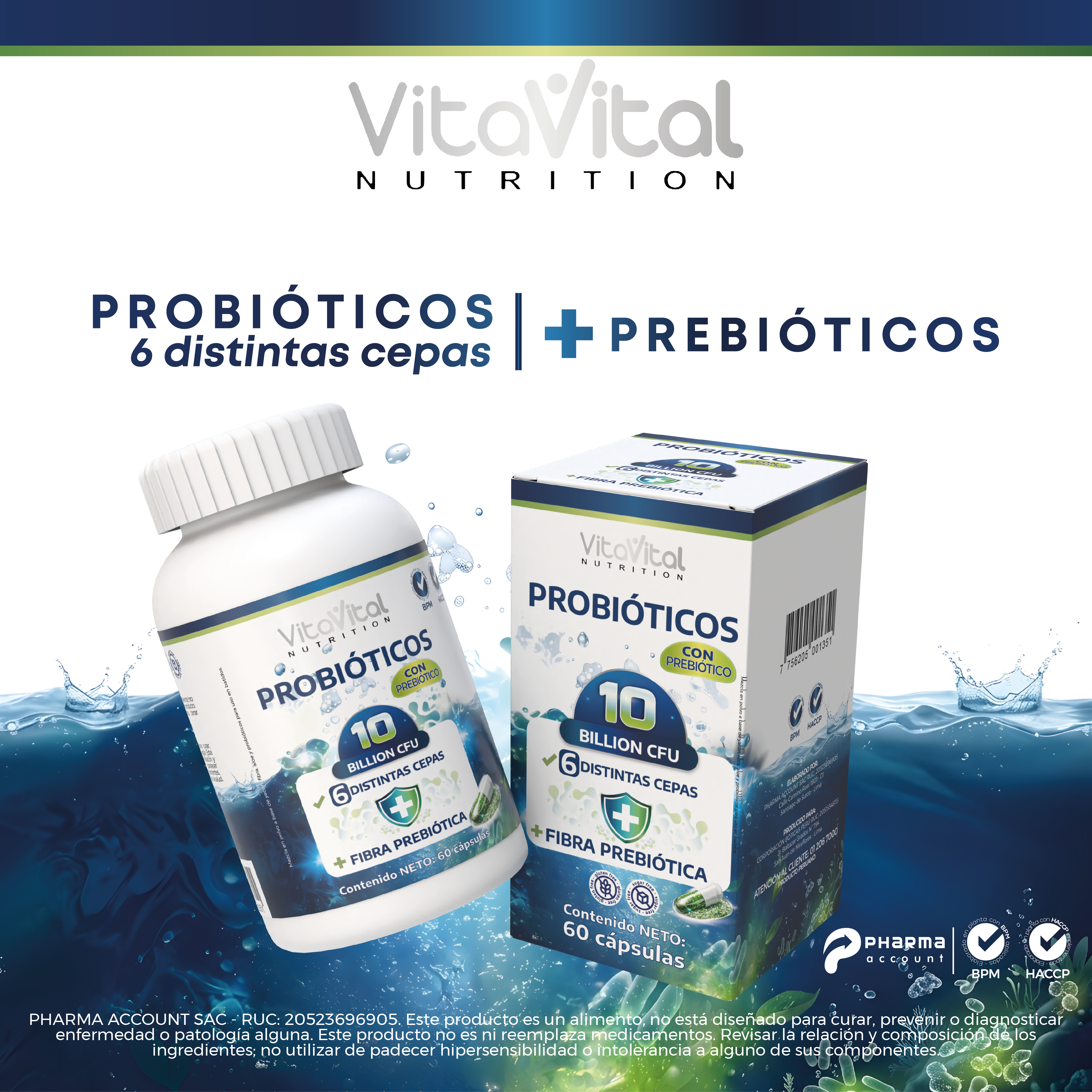 Vitavital Probi&oacute;ticos con Prebi&oacute;ticos 10 Billion CFU- Frasco 60 c&aacute;psulas, , large image number null